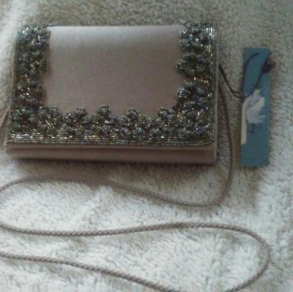 taupe evening bag